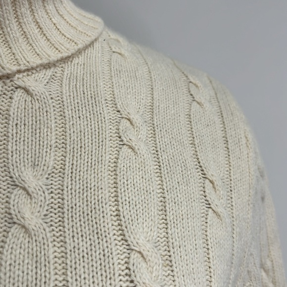 Merona Wool Angora Cashmere Blend Turtleneck Sweater Cream Cable Knit Women's XL - Picture 2 of 11